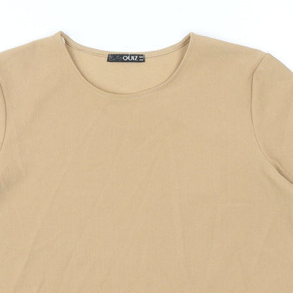 Womens UK Size 12 Quiz Brown Basic T-Shirt