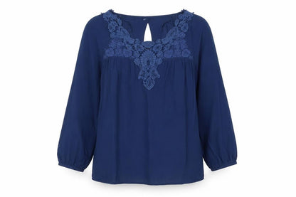 Womens UK Size S Mango Blue Basic Blouse