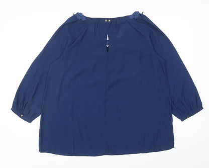 Womens UK Size S Mango Blue Basic Blouse