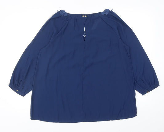 Womens UK Size S Mango Blue Basic Blouse