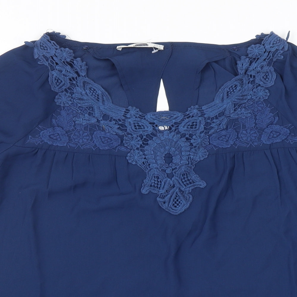 Womens UK Size S Mango Blue Basic Blouse
