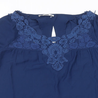 Womens UK Size S Mango Blue Basic Blouse