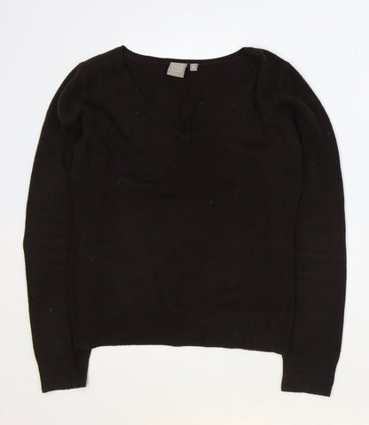 TU Womens Brown V-Neck Acrylic Pullover Jumper Size 10