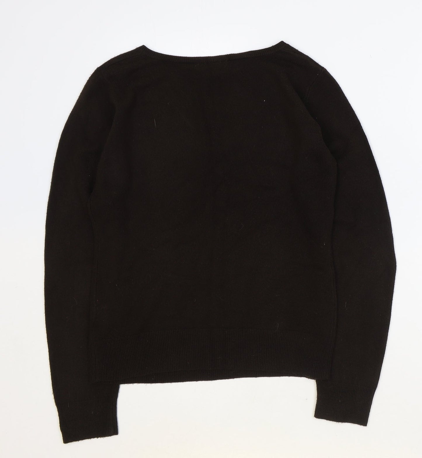 TU Womens Brown V-Neck Acrylic Pullover Jumper Size 10