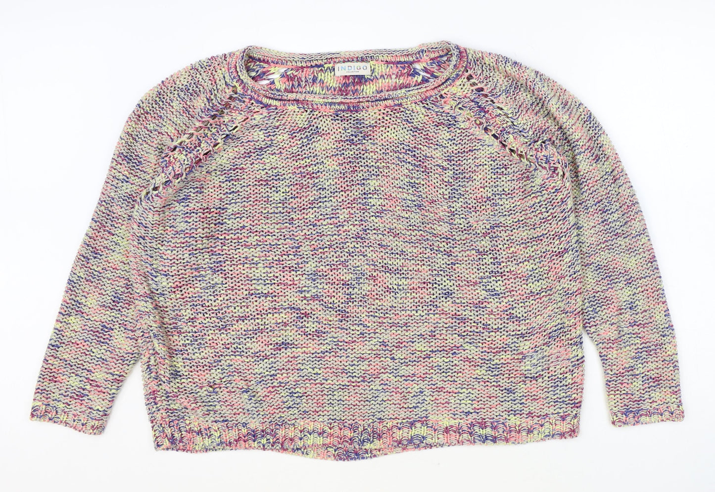 Womens UK Size 18 Indigo Multicoloured Pullover Jumper