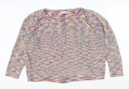 Indigo Womens Multicoloured Boat Neck Acrylic Pullover Jumper Size 18