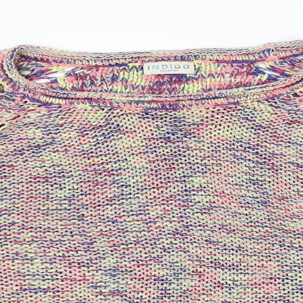 Womens UK Size 18 Indigo Multicoloured Pullover Jumper