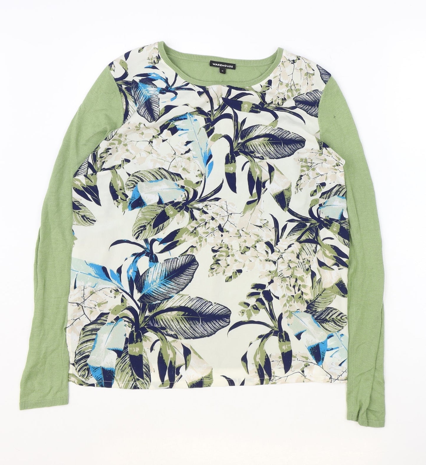 Womens UK Size M Warehouse Green Basic Blouse