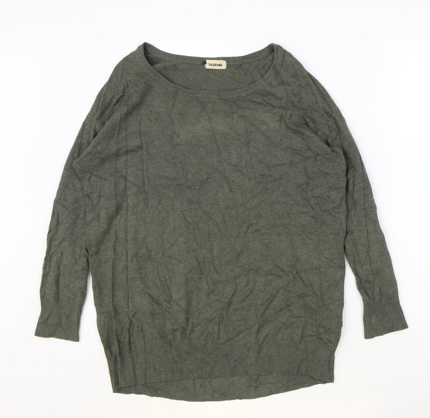Teenis Womens Green Round Neck Viscose Pullover Jumper Size S