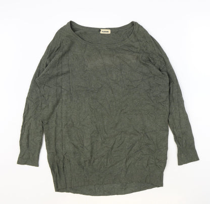 Teenis Womens Green Round Neck Viscose Pullover Jumper Size S
