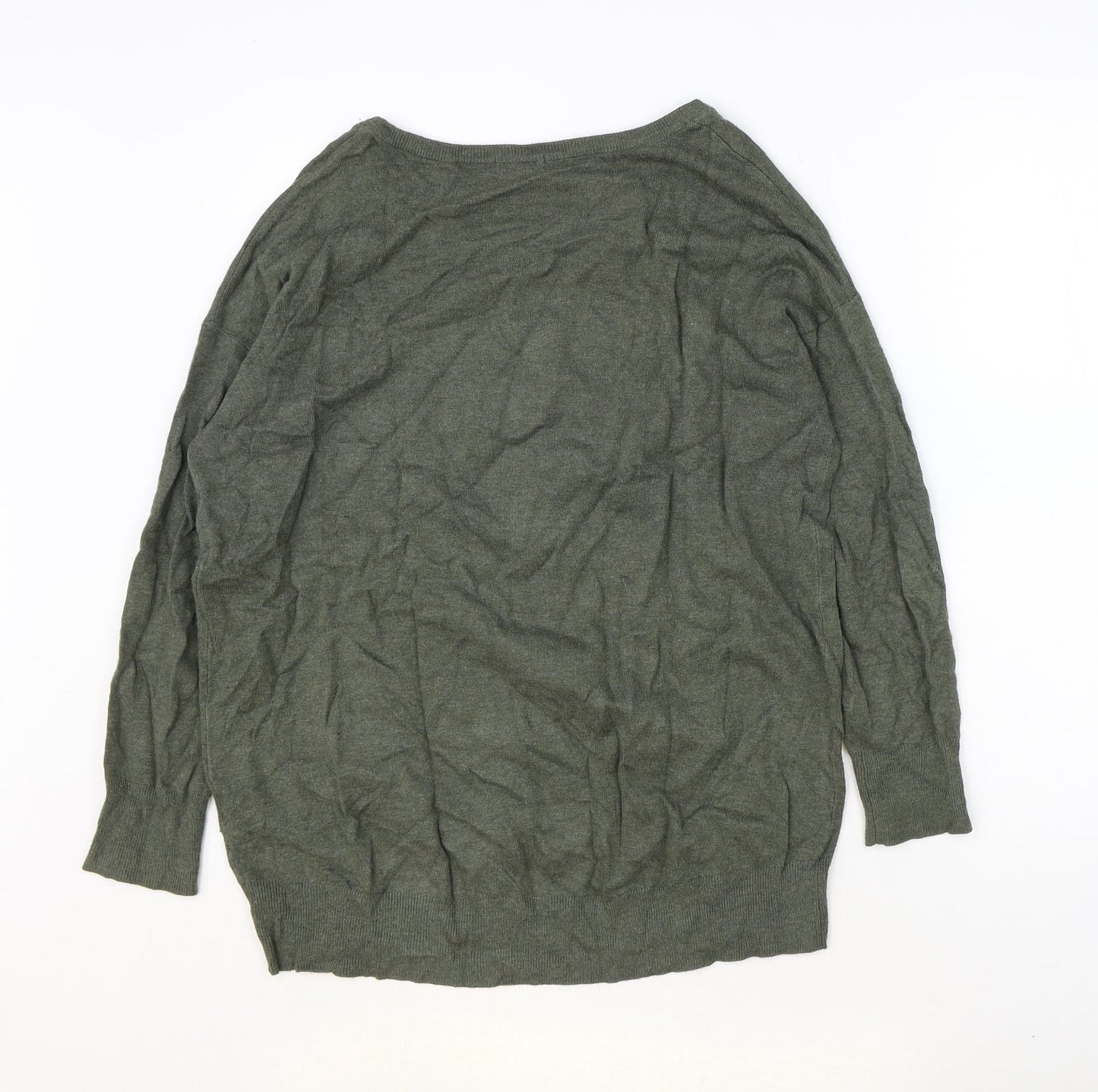 Teenis Womens Green Round Neck Viscose Pullover Jumper Size S