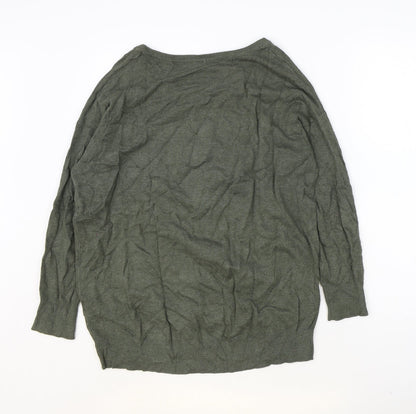 Teenis Womens Green Round Neck Viscose Pullover Jumper Size S