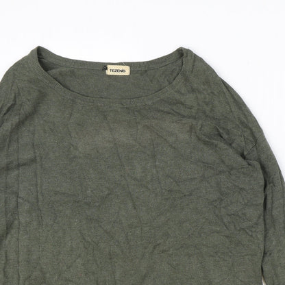 Teenis Womens Green Round Neck Viscose Pullover Jumper Size S
