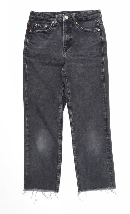 Topshop Womens Black Cotton Straight Jeans Size 25 in Regular Zip