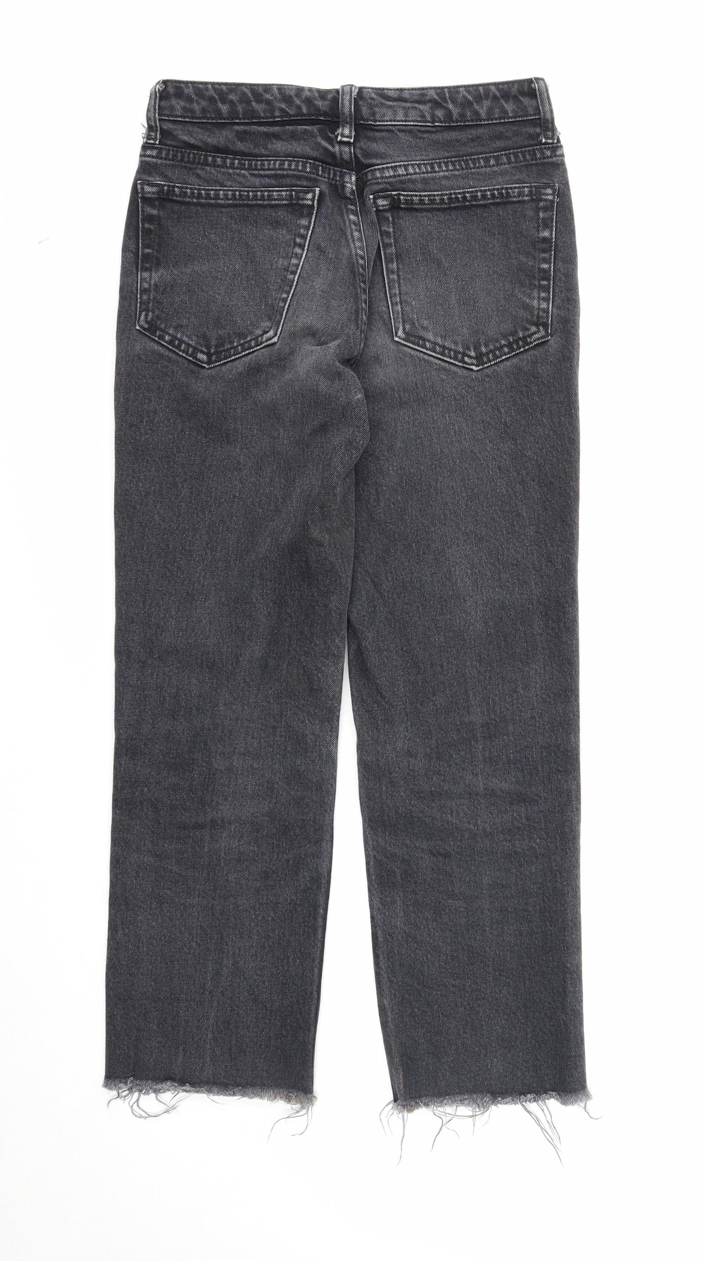 Topshop Womens Black Cotton Straight Jeans Size 25 in Regular Zip