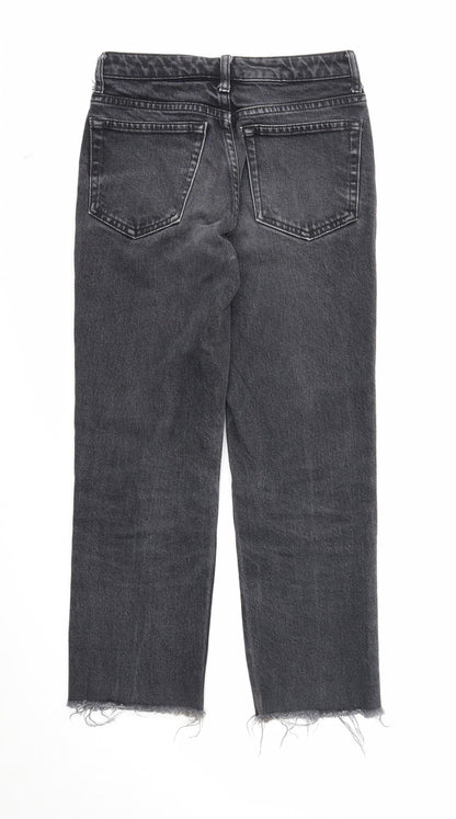 Topshop Womens Black Cotton Straight Jeans Size 25 in Regular Zip
