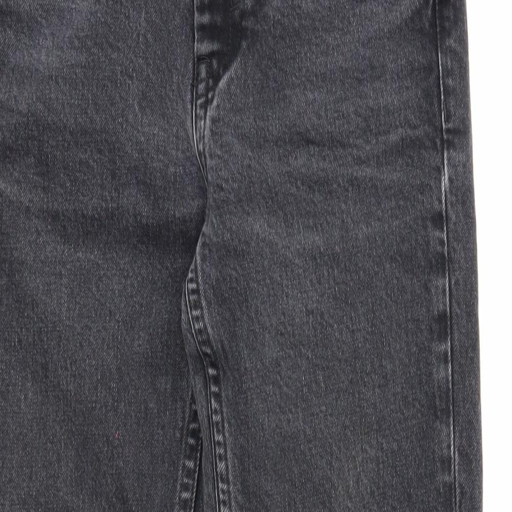 Topshop Womens Black Cotton Straight Jeans Size 25 in Regular Zip