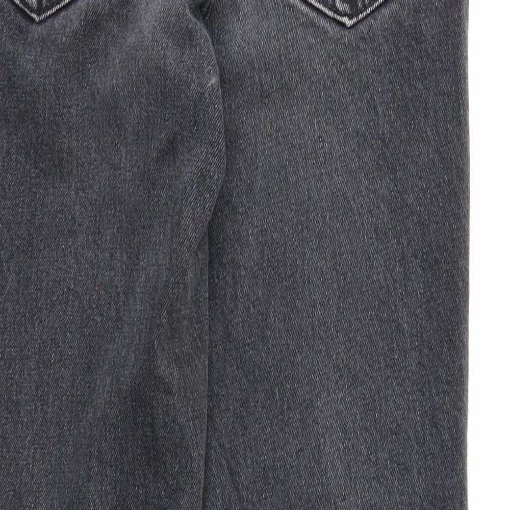 Topshop Womens Black Cotton Straight Jeans Size 25 in Regular Zip