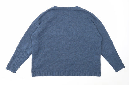 Buffalo Womens Blue Round Neck Acrylic Pullover Jumper Size L