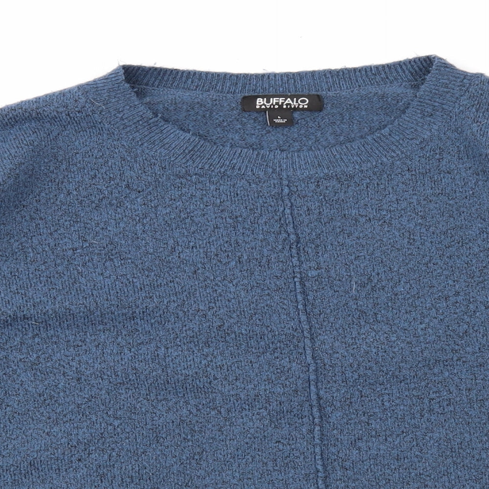Buffalo Womens Blue Round Neck Acrylic Pullover Jumper Size L