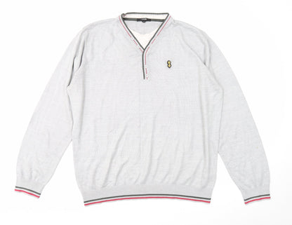 George Mens Grey Round Neck Acrylic Pullover Jumper Size XL Long Sleeve