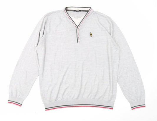 George Mens Grey Round Neck Acrylic Pullover Jumper Size XL Long Sleeve