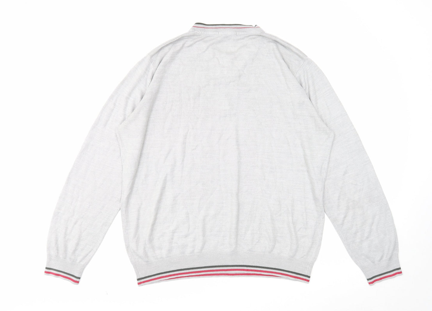 George Mens Grey Round Neck Acrylic Pullover Jumper Size XL Long Sleeve