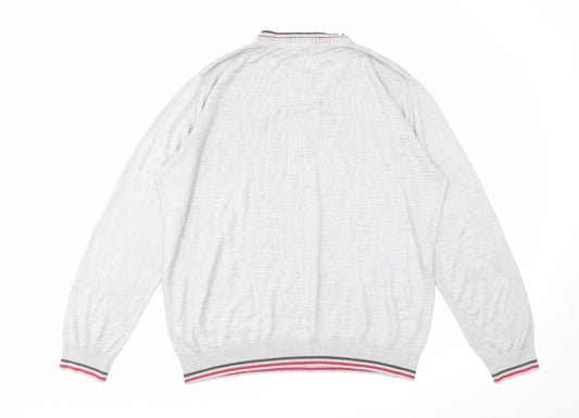 George Mens Grey Round Neck Acrylic Pullover Jumper Size XL Long Sleeve