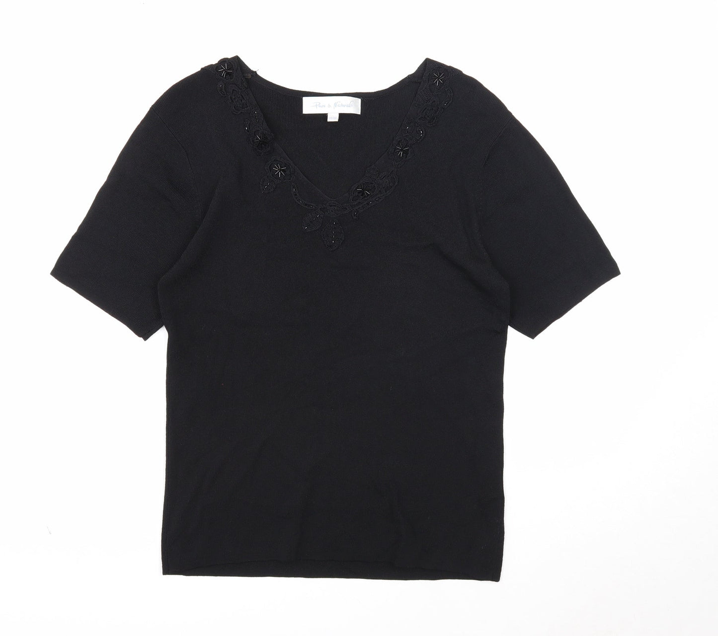 Womens UK Size 14 Pure & Natural Black Pullover Jumper