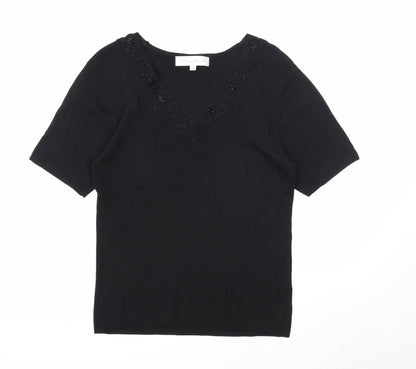 Womens UK Size 14 Pure & Natural Black Pullover Jumper