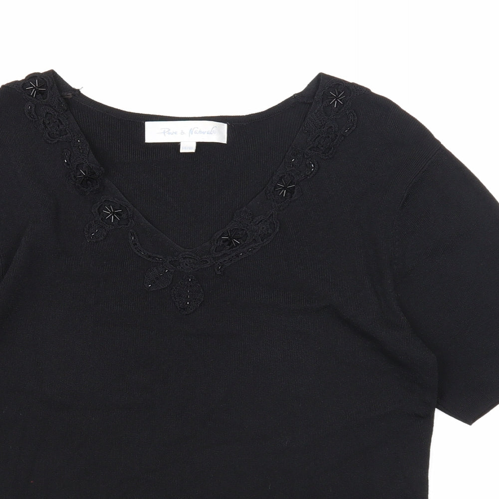 Womens UK Size 14 Pure & Natural Black Pullover Jumper