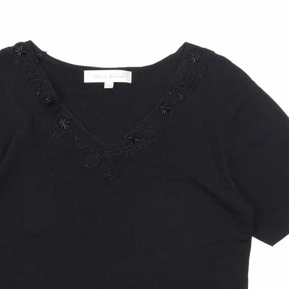 Womens UK Size 14 Pure & Natural Black Pullover Jumper