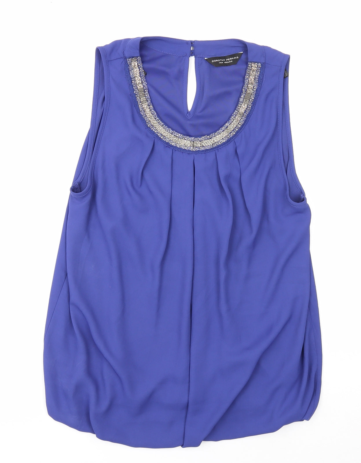 Dorothy Perkins Womens Blue Polyester Basic Tank Size 14 Round Neck
