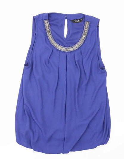 Dorothy Perkins Womens Blue Polyester Basic Tank Size 14 Round Neck