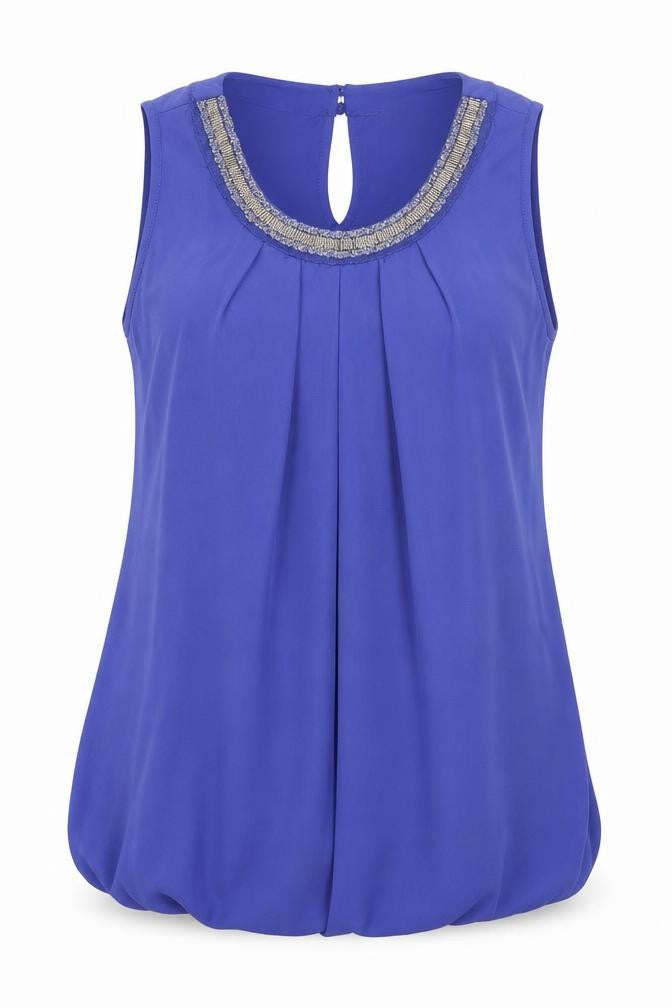 Dorothy Perkins Womens Blue Polyester Basic Tank Size 14 Round Neck