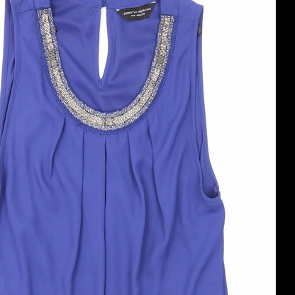 Dorothy Perkins Womens Blue Polyester Basic Tank Size 14 Round Neck