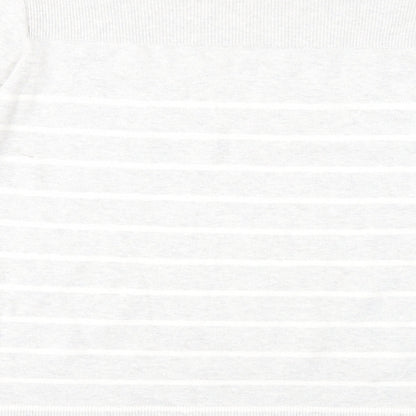 Gap Womens Grey Boat Neck Striped Cotton Pullover Jumper Size L