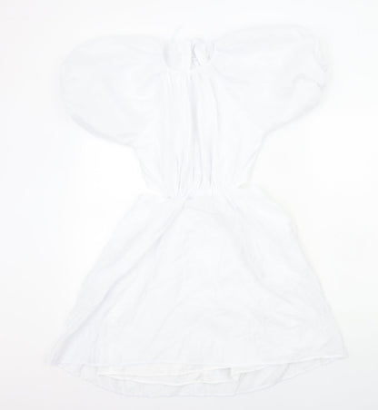 Nasty Gal Womens White Viscose Skater Dress Size 4 Round Neck Zip