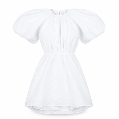 Nasty Gal Womens White Viscose Skater Dress Size 4 Round Neck Zip