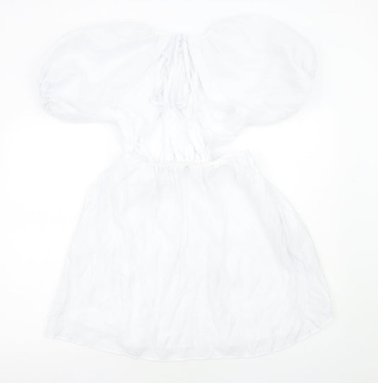 Nasty Gal Womens White Viscose Skater Dress Size 4 Round Neck Zip