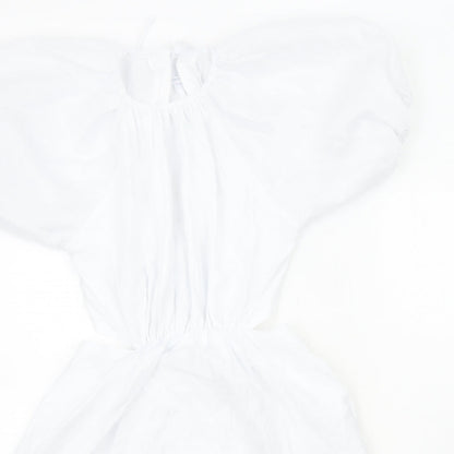 Nasty Gal Womens White Viscose Skater Dress Size 4 Round Neck Zip
