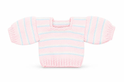 Preworn Girls Pink Striped Cotton Pullover Jumper Size 0-3 Months Pullover