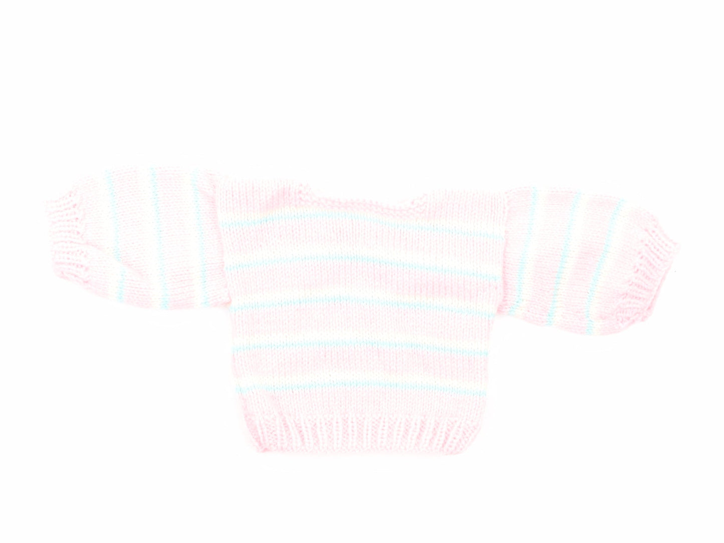 Preworn Girls Pink Striped Cotton Pullover Jumper Size 0-3 Months Pullover