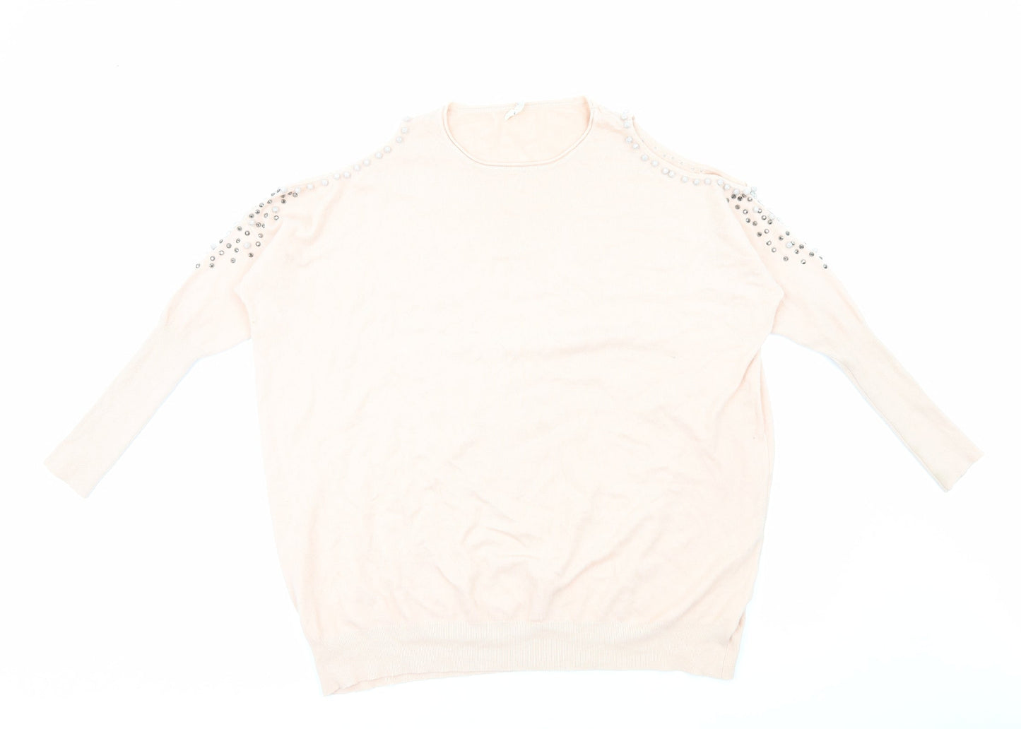 TU Womens Pink Round Neck Viscose Pullover Jumper Size L