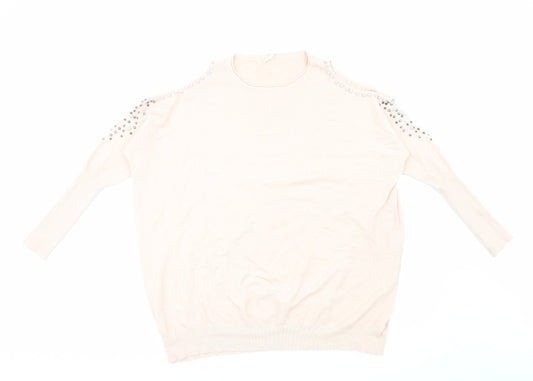 TU Womens Pink Round Neck Viscose Pullover Jumper Size L