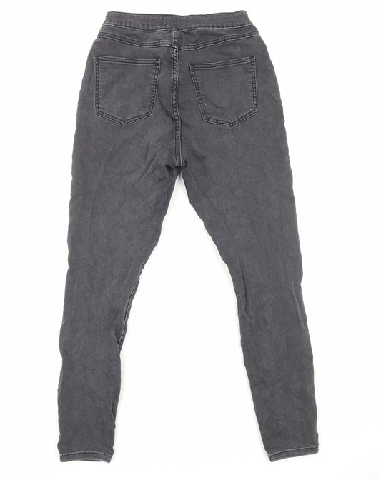 New Look Womens Grey Cotton Skinny Jeans Size 14 Regular Zip