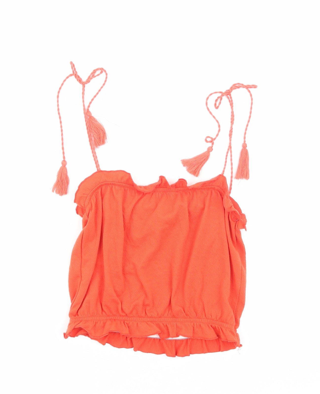Topshop Womens Orange Viscose Camisole Tank Size 10 Square Neck - Tie Shoulder Detail