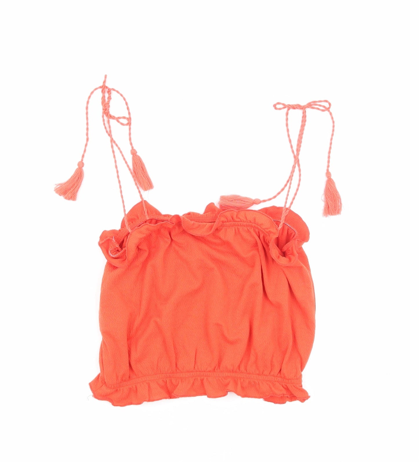 Topshop Womens Orange Viscose Camisole Tank Size 10 Square Neck - Tie Shoulder Detail