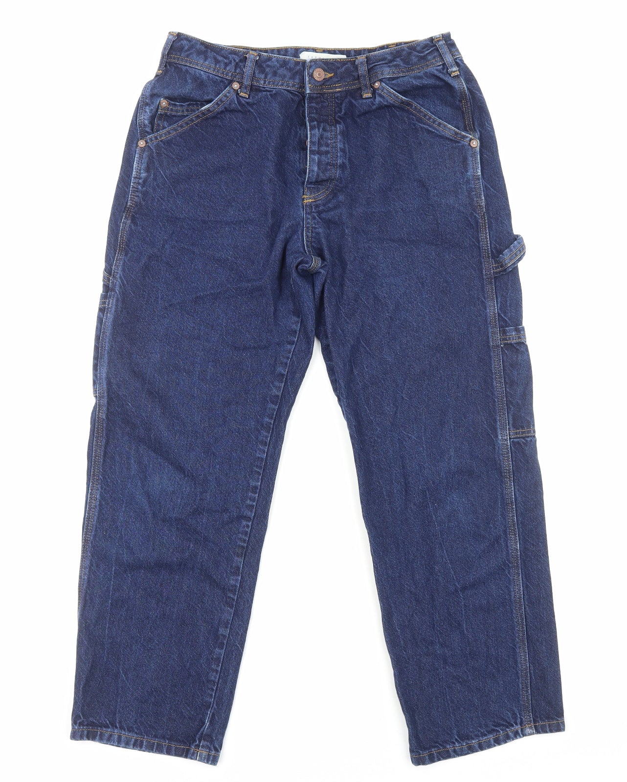 Mens UK Size M Topshop Regular Fit Straight Blue Jeans