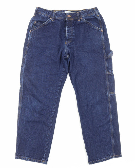 Mens UK Size M Topshop Regular Fit Straight Blue Jeans